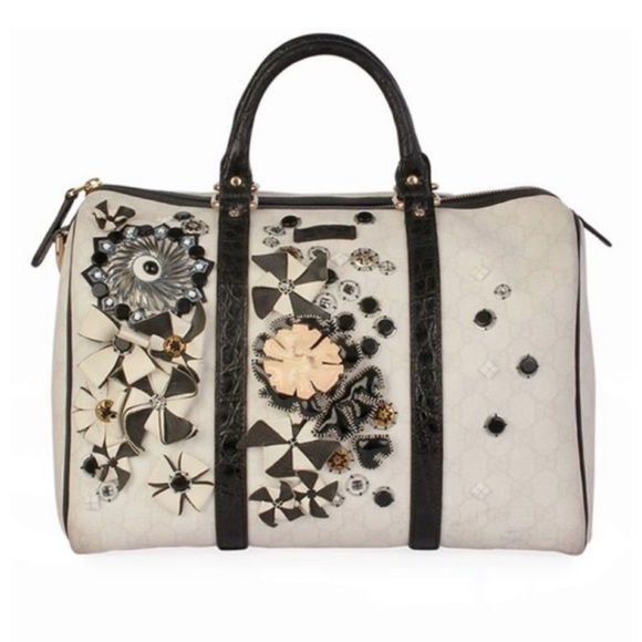 gucci floral boston bag